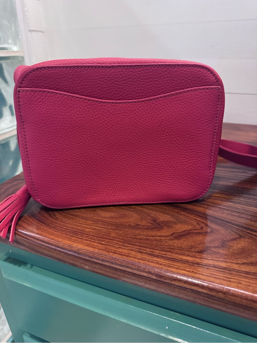 Cuyana Red Pebbled Leather Crossbody with Tassel - Picture 7 of 12